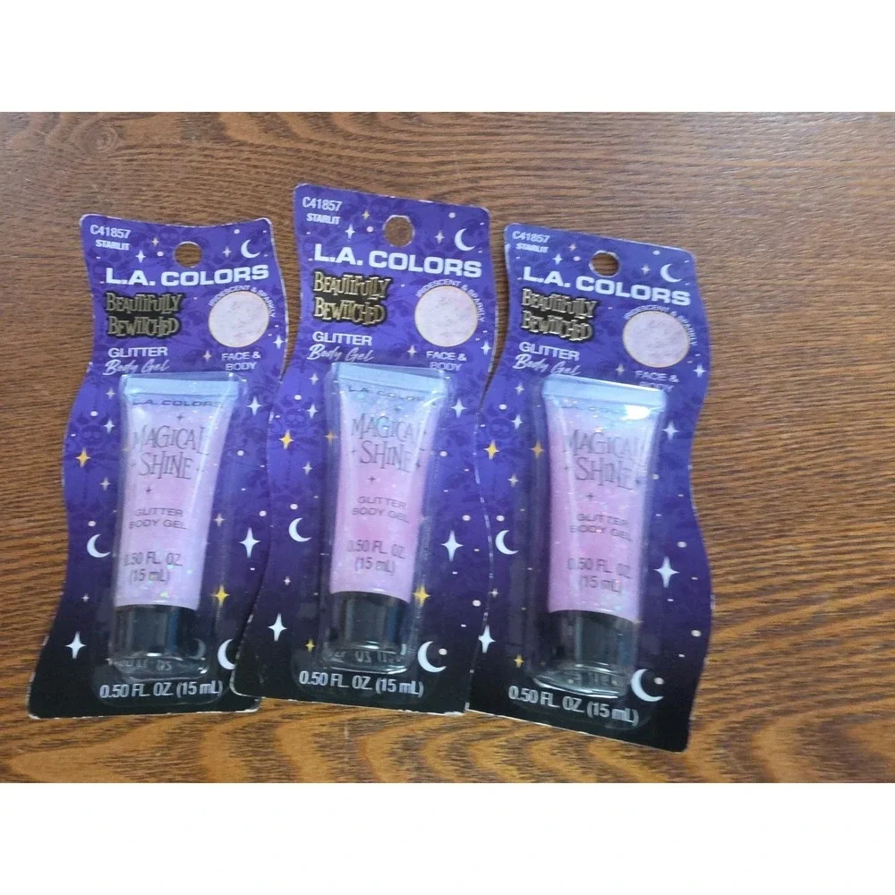 Lot Of 3 New LA Colors Beautifully Bewitched Glitter Body‎ Gel